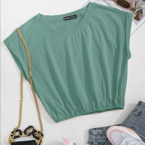 Solid batwing crop tee